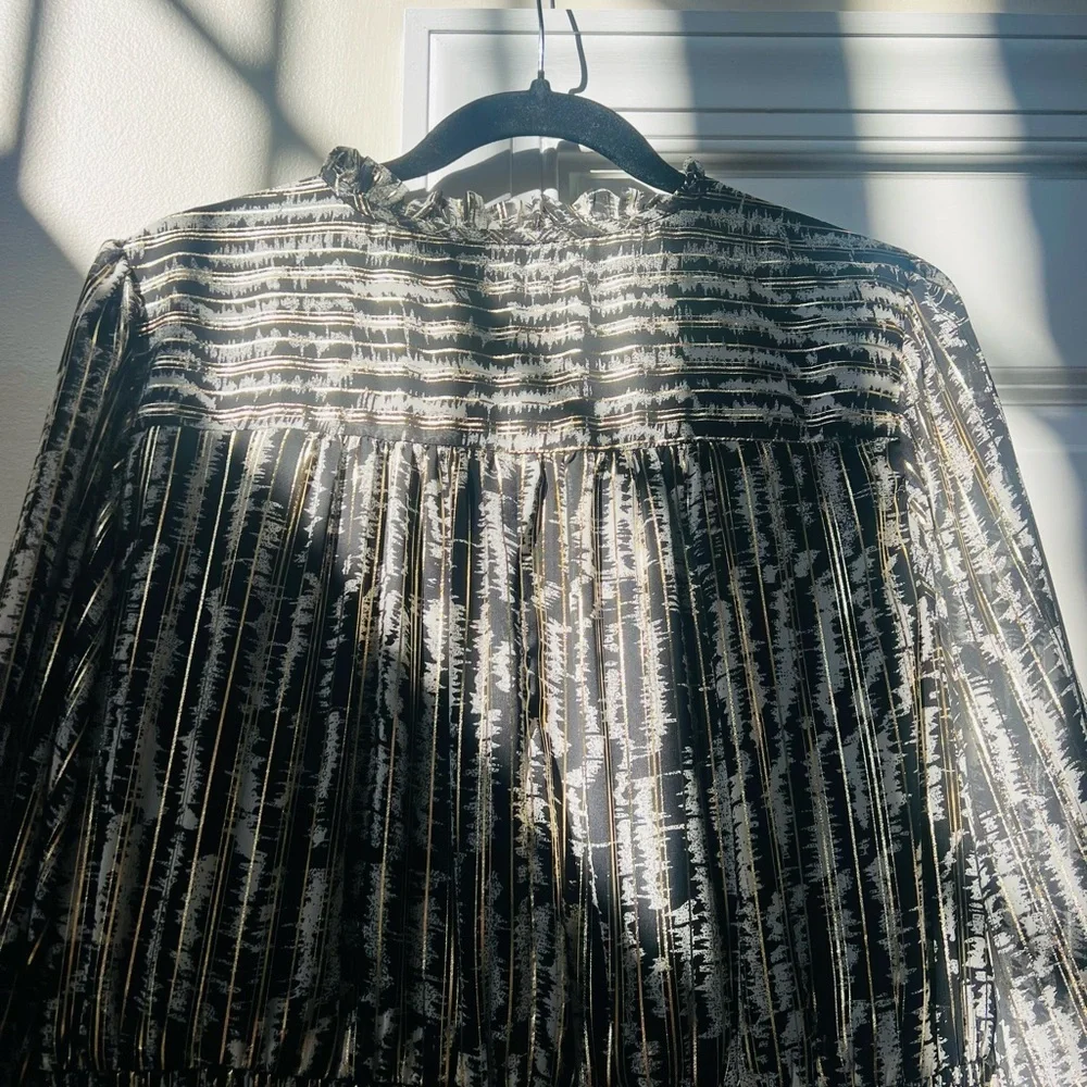 Donna Morgan Black and White Patterned Long Sleeve Dress - Picture 9 of 12